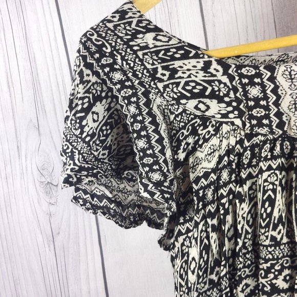 Summer Dress Butterfly Sleeve Long Loose Comfy Top Dress Black/Beige Size XL - Picture 4 of 12